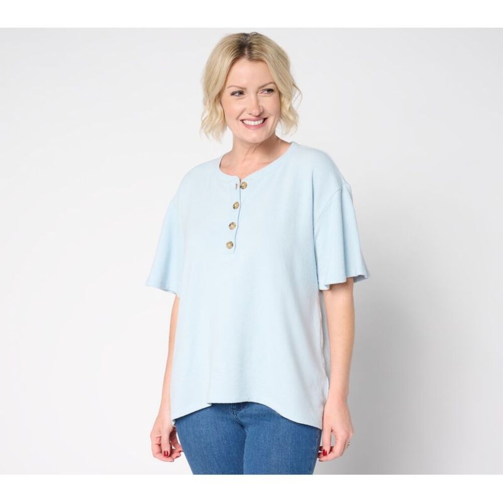 Me by Jennie Garth Women's Top Sz M Nyla Knit Pullover Blue
